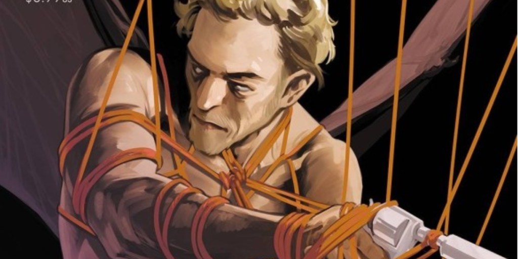 Special Agent Gale holding his gun entangled in orange rope