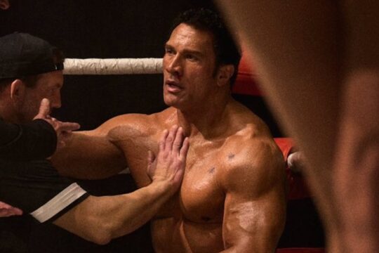 Dwayne Johnson as Mark Kerr in The Smashing Machine