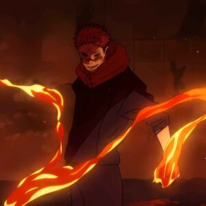 Sukuna getting ready to use his flame technique in Jujutsu Kaisen Season 2